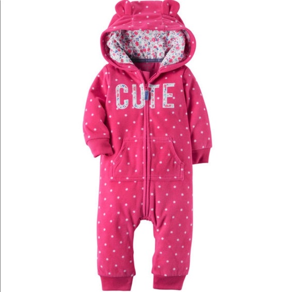 Carter’s Baby Girl’s Pink/White Dotted Coverall - Picture 1 of 2